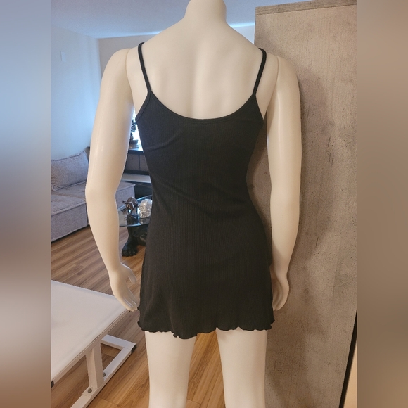 1st IN by Fersten Pointelle Coquette Lettuce Trim Mini Dress y2k - Picture 2 of 6